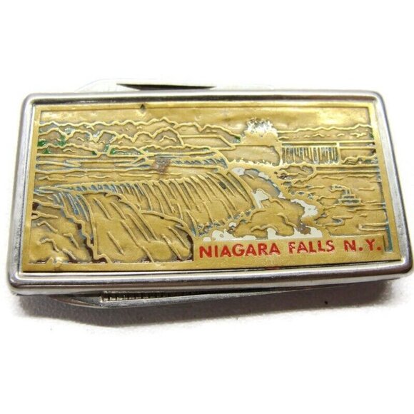 Niagara Falls New York Knife File Money Clip Stainless Steel Wallet Credit Card - Picture 2 of 9